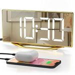 Alarm Clock for Bedroom, Modern Digital Clock for Living Room, 8.7" LED Mirror Alarm Clock with 2 USB Charger,Snooze,12/24H,7 Adjustable Dimmer & Volume Aesthetic Bedside Clock for Teens Kids Adults