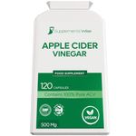 Apple Cider Vinegar Capsules - 120 x 500mg - High Strength ACV - Candida, Thrush and Yeast Infection Treatment - Water Retention Tablets - 1000mg Apple Cider Vinegar Tablets Daily