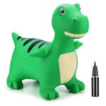 Curvaso Green Dino Animal Bouncy Jump Space Hopper Inflatable Ride On Kids Children's Fun Toy Gift For Boys Girls Indoors Outdoors Pump Included PA7041