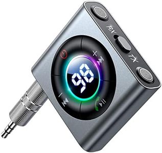 Bluetooth 5.3 Car Adapter, Transmitter Receiver 2 in 1, Enhanced Dual Mics & LED Digital Display 3.5mm AUX Adapter, Bluetooth Wireless Adapter for Car Audio/Home Stereo/TV/Airplane/PC/Speaker, Metal