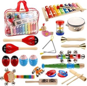 Yopay Toddler Musical Instruments, Kids Wooden Percussion Instruments Toys, Baby Rhythm Music Education Toys Set for Preschool Educational Early Learning, Boys and Girls with Storage Bag