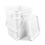 ePackageSupply, 4 Gallon Square Bucket with Lid & Plastic Handles, Food Storage Pail, Heavy Duty & Durable, HDPE BPA Free (1)