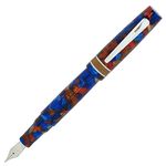 Monteverde USA Dragon Tree Fountain Pen, Fine Stainless Steel JoWo Nib, Blue/Brown Resin, Polished Chrome Trim, Luxury Gift Box Included