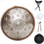 Handpan Tongue Drum 9 Notes 22 Inches Mandala Tank Steel Percussion Instrument With Travel Bag