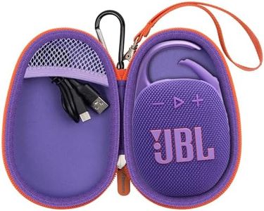 Protective Case Cover Bag for JBL Clip 5/4 Bluetooth Speaker, Portable Speakers Carrying Storage Organizer with Carabiner for Charger & Cable-Case Only(Purple)
