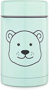 Navaris Kids Stainless Steel Food Flask - 500ml Vacuum Insulated Jar with Cute Bear Design - for Hot or Cold Food, Lunch, School, Soup - Mint Green