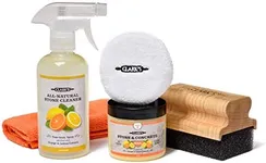 CLARK'S Natural Stone Daily Cleaner and Wax Care Kit - Includes Soapstone, Slate, & Concrete Wax, (6oz), Spray (12oz), Applicator, Microfiber Towel & Buffing Pad, Enriched with Lemon & Orange Extract