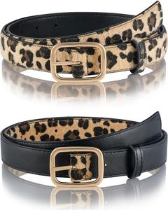 Kajeer Reversible Belts for Women, Two-in-One PU Leather Womens Belts for Jeans with Golden Buckle
