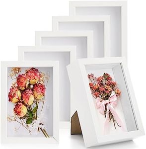 Hacaroa 6 Pack 4 x 6 Inches Shadow Box Frame, Small Wood Frame Memory Display Cases,1.2in Depth Picture Frame Case for Dried Flowers, DIY Craft, Memorabilia, Medals and Photos, White