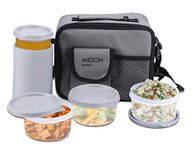 MILTON Meal Combi Softline Lunch Box, 3 Containers (280 ml Each) and 1 Tumbler (400 ml), Grey | Leak Proof | Food Grade | Light Weight | Microwave Safe | Easy to carry | Dishwasher safe