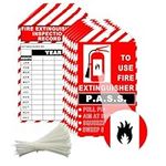 25 Pack Monthly Fire Extinguisher Inspection Tags Record 4 Year with Adjustable Wire Ties - 3.25 x 5.75 Inch PP Extinguisher Recharge and Inspection Record Tag for Indoor Outdoor Fire Extinguishers