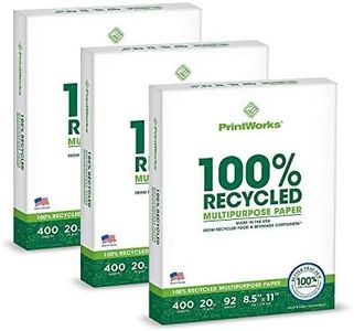 Printworks 100 Percent Recycled Multipurpose Paper, 20 Pound, 92 Bright, 8.5 x 11 Inches, 3 Packs of 400 Sheets, Total of 1200 Sheets (00018-3)