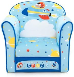 HONEY JOY Kids Sofa Chair, Kids Armchair w/Cute Pattern, Velvet Fabric Cover, High Density Sponge Filling, Wide Backrest, Lightweight Preschool Children Couch for Living Room, Kindergarten (Airplane)