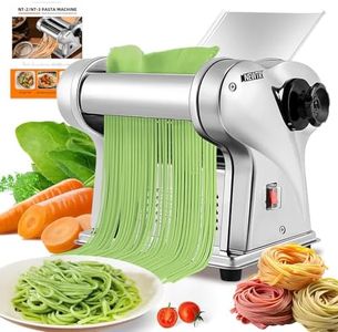 NEWTRY Electric Pasta Maker Noodle Maker Pasta Making Machine Dough Roller Cutter Thickness Adjustable Stainless Steel US 110V for Family Use 2 Blades Type