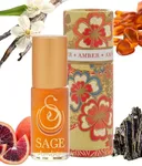Amber Perfume Oil Roll-On by Sage- 1/8 oz, Vegan & Cruelty-Free, Earthy Scent, Amber, Blood Orange, Musk