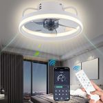 Sulobom Ceiling Fans with Lights and APP Control, 55W 4400LM Smart Ceiling Fan Light, Quiet Dimmable Ceiling Fan, 3 Speeds,Ceiling Fan Light for Small Spaces Bedroom Home Office Dormitory (White)