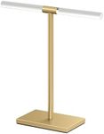 Gatco 1344B, Modern Rectangle Base Freestanding Countertop Towel Holder, Brushed Brass/Acrylic / 10.50" W x 11.13" H T-Shape Style Countertop Hand Towel Holder for Bathroom, Kitchen Towel Rack