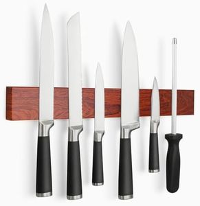 Professional 16" Magnetic Knife Strip, Stainless Steel Knife Magnet Rack Bar Holder, Wooden Pattern