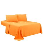 Sfoothome Queen Sheets Set - Hotel Luxury 4-Piece Bed Set, Extra Deep Pocket, 1800 Series Bedding Set, Wrinkle & Fade Resistant, Sheet & Pillow Case Set (Queen, Orange)