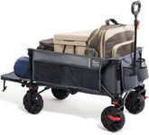 TIMBER RIDGE Festival Trolley 300L with Brakes, Folding Beach Trolley Cart with Tailgate, 135kg Collapsible Wagon Detachable Wide Wheels & Adjustable Handle for Outdoor Camping Garden, Grey