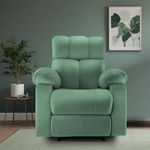 Little NAP Helios Soft Suede Fabric Single Manual Standard Recliner | Padded 1 Seater Aaram Sofa | Relaxing Chair for Home Office Living Bed Room | 3 Year Warranty | Green