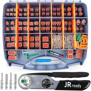 JRready ST6110 Deutsch Connector Kit, DT Waterproof Connectors 2 3 4 6 8 12 Pin, Blue Deutsch Crimp Tool 14-22AWG, Automotive Solid Barrel Contacts&Terminal, Contacts Pin Extractor Tool