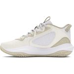 Under Armour Unisex-Adult Lockdown 6 Basketball Shoe, (103) White/Silt/Metallic Gold, 10 Women/8.5 Men