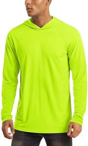 UV Hoodie for Men - Long Sleeve Athletic Running Workout Sun Summer UV Shirts - Fluorescent Green