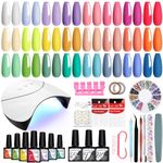 VANREESA Gel Nail Polish Set with Lamp Starter Kit 24 Colours Gel Nail Kit Nude Pink Green Gel Nail Polish Set Gel Polish Set Gel Nail Kit Full Set for Beginners with Lamp Gifts for Women