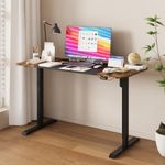 ADVWIN Electric Standing Desk,Ergonomic Sit Stand Desk Height Adjustable Motorised Computer Workstation 140cm Black+Walnut Splice Desktop and Black Frame for Home