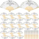 Unittype 60 Pcs Wedding Fans for Guests White Folding Fans Bulk Thank You Bamboo Folded Hand Fan Silk Folding Handheld Fans for Wedding Bridal Shower Favors Bridesmaid Gifts Dancing Party Supplies