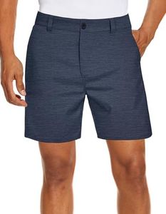 PULI Golf Shorts for Men 7'' Inseam Lightweight Summer Hiking Flat Front Casual Work Workout Outdoor with Pockets Blue 32