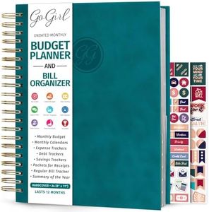 GoGirl Budget Planner & Monthly Bill Organizer – Monthly Financial Book with Pockets. Expense Tracker Notebook Journal to Control Your Money, A4-Sized Spiral-Bound Hardcover, Lasts 1 Year – Dark Teal