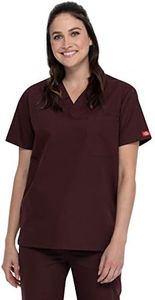 Dickies unisex adult V-neck Top Medical Scrubs Shirt, Espresso, Small US