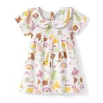 Nauti Nati Baby-Girl's Cotton Fit and Flare Knee-Length Casual Dress (AS-1016_White Animal