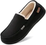 HomeTop Men's Classic Moccasin Slippers Comfy Memory Foam Indoor House Shoes Black,11 US