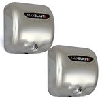 2 x Hand Dryer For Toilets Electric Commercial Automatic Heavy Duty High Speed Steel Wall Mounted Warm Air Drying Machine Washrooms WC