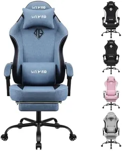 SITMOD Gaming Chair with Footrest-Computer Ergonomic Video Game Chair-Backrest and Seat Height Adjustable Swivel Task Chair for Adults with Headrest and Lumbar Support(Blue)-Fabric