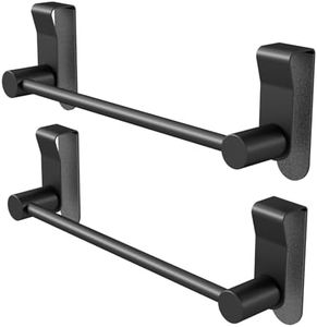 YUMORE Matte Black Over Door Towel Rack, Stainless Steel Over Cabinet Cupboard Towel Bar Kitchen Bathroom Towel Holder, Storage Dish Towel Holder, 2 Pack,