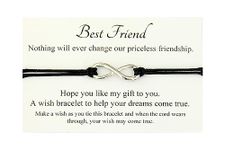 Lucor Best Friends Gifts | Bestie Gifts | Friendship Gifts | Infinity Wish Bracelet | Graduation Gifts | Gifts for Friends(Black)