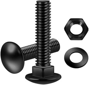 Mywish (8 Sets) 1/2-13 x 2 Carriage Bolts Screws Round Head Square Neck and Hex Nuts & Flat Washers Full Threaded 304 Stainless Steel Black Oxided 1/2 Bolts