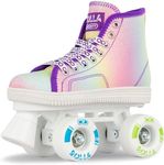 Crazy Skates Rolla Roller Skates for Boys and Girls - Sneaker-Style Kids Quad Skates - Rainbow (Size: Mens 1 / Womens 1)