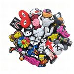 25Pcs Shoe Charms for Clogs Bubble Slides Sandals, Hype Beast Cartoon Shoe Pins for Girls Boys Teens Women Men Adults, Street Fashion Shoe Charms Accessories DIY Gifts