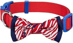 Blueberry Pet Nationalstolz Artistic Handmade American Flag Bow Tie Dog Collar in Red, S, Neck 30 cm - 40 cm