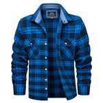 MAGCOMSEN Button Down Shirt Men Thermal Long Sleeve Shirt Big and Tall Mens Flannel Shirts Long Sleeve Shirts Plaid Shirt Corduroy Shirts Bright Blue