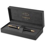 PARKER Sonnet Black-Lacquer, Gold-Finish Trim Ballpoint Pen, Medium Nib - Gift Boxed