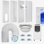 Foancie Upgraded Portable Air Conditioner Window Vent Kit with 5.9” Diameter 79” Length Exhaust Hose, Seamless AC Vent Kit with Universal Coupler & Filter,Adjustable Window Seal Kit for Sliding Window