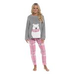 Daisy Dreamer Womens Snuggle Fleece Pyjama Set Ladies Loungewear Pyjamas Warm Soft Fleece Pj Lounge Sets, Polar Bear Medium