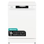 Hisense 16 Place Settings Freestanding Standard Dishwasher, White - Auto Dry Automatic door opening - D Rated, HS643D60WUK, 598 x 599 x 846 mm (L x W x H) [Energy Class D]