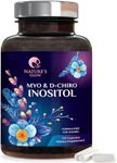 Myo-Inositol & D-Chiro Inositol Blend - Premium 40:1 Ratio - Ovarian Support for Women - Natural Supplement, Vitamin B8, Vegan, and USA Bottled - 120 Capsules